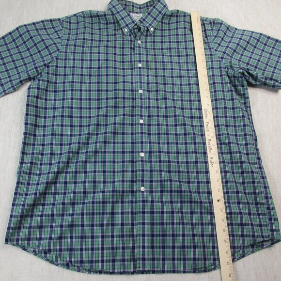 L.L Bean Shirt Mens XL Navy Green Plaid Traditional Fit Short Sleeve Button Down - Picture 4 of 7